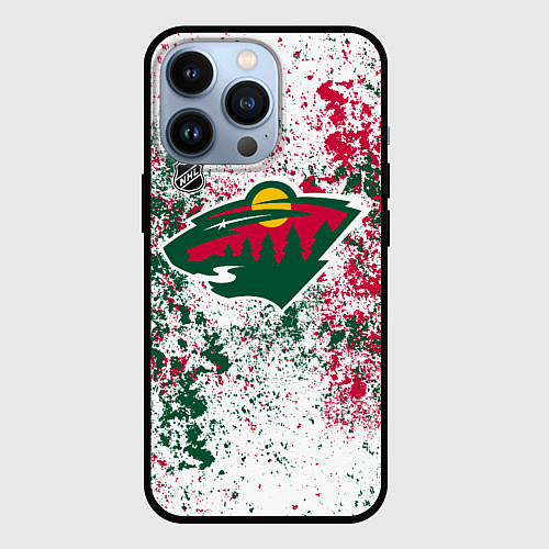 Чехол iPhone 13 Pro Minnesota Wild NHL white / 3D-Черный – фото 1