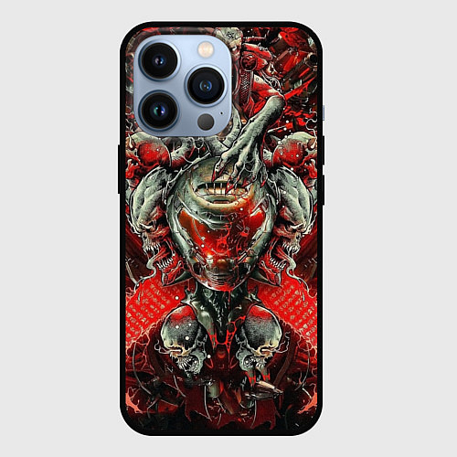 Чехол iPhone 13 Pro Doom постер к игре / 3D-Черный – фото 1