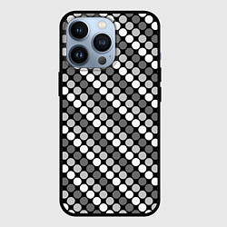 Чехол для iPhone 13 Pro Белый серый горох на черном ретро, цвет: 3D-черный