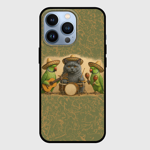 Чехол iPhone 13 Pro Надежды маленький оркестрик в оливковом / 3D-Черный – фото 1