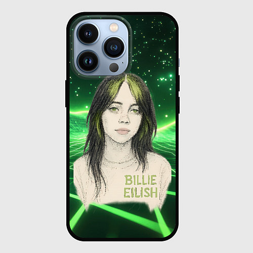 Чехол iPhone 13 Pro Билли Айлиш нарисована с зелеными волосами / 3D-Черный – фото 1