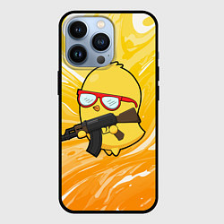 Чехол для iPhone 13 Pro Курица и автомат, цвет: 3D-черный