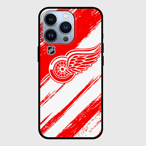 Чехол iPhone 13 Pro Детройт Ред Уингз - брызги красок / 3D-Черный – фото 1