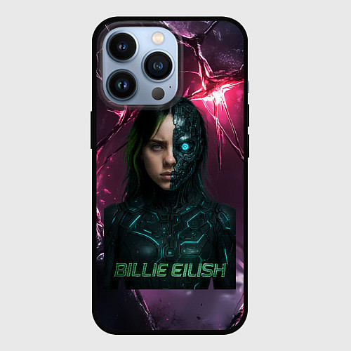 Чехол iPhone 13 Pro Билли Айлиш в стиле киберпанк / 3D-Черный – фото 1