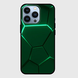 Чехол для iPhone 13 Pro Зеленые плиты с неоном, цвет: 3D-черный