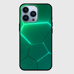 Чехол iPhone 13 Pro Зеленые неоновые плитки