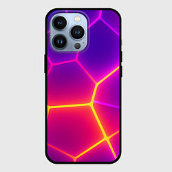 Чехол iPhone 13 Pro Синие плиты с фиолетовым свечением