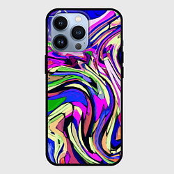 Чехол для iPhone 13 Pro Абстракция пластика синий, цвет: 3D-черный