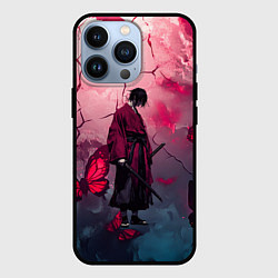 Чехол для iPhone 13 Pro Одинокий самурай среди бабочек, цвет: 3D-черный