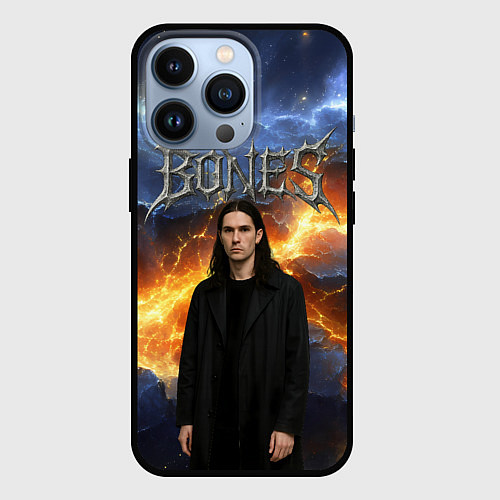 Чехол iPhone 13 Pro Bones на фоне разломных плит / 3D-Черный – фото 1