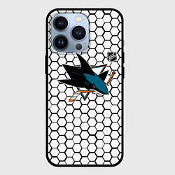 Чехол для iPhone 13 Pro Сан Хосе Шаркс - белые плиты, цвет: 3D-черный