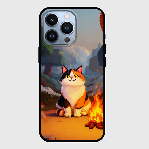 Чехол iPhone 13 Pro Котик в кубическом мире / 3D-Черный – фото 1