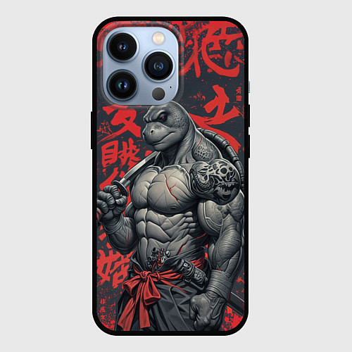 Чехол iPhone 13 Pro Антропоморфная черепаха воин - нейроарт / 3D-Черный – фото 1