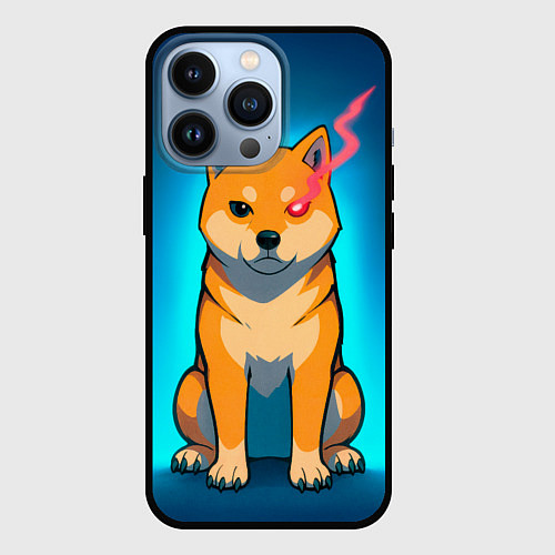 Чехол iPhone 13 Pro Сиба-ину с неоновым взглядом / 3D-Черный – фото 1