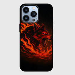 Чехол для iPhone 13 Pro Инфернальный волк, цвет: 3D-черный