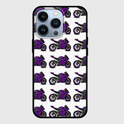 Чехол для iPhone 13 Pro Motorcycle purple, цвет: 3D-черный