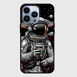 Чехол для iPhone 13 Pro Космонавт с кофе, цвет: 3D-черный