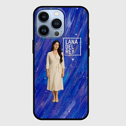 Чехол для iPhone 13 Pro Lana Del Rey в белом классическом платье на синем, цвет: 3D-черный