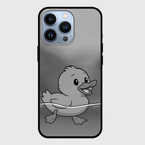 Чехол iPhone 13 Pro Уточка в водоеме / 3D-Черный – фото 1