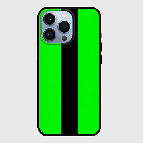 Чехол iPhone 13 Pro Color green black line / 3D-Черный – фото 1
