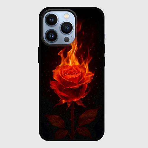 Чехол iPhone 13 Pro Flaming rose / 3D-Черный – фото 1