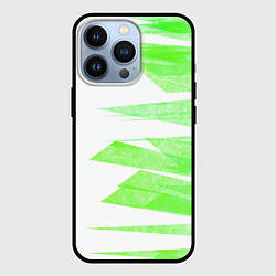 Чехол для iPhone 13 Pro Color white light green stripes, цвет: 3D-черный