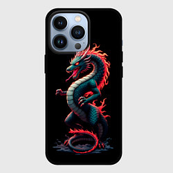 Чехол для iPhone 13 Pro Дракон с неоновой гривой, цвет: 3D-черный