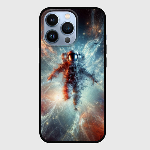 Чехол iPhone 13 Pro Космонавт в космической туманности / 3D-Черный – фото 1