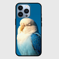 Чехол для iPhone 13 Pro Волнистый попугай - синий, цвет: 3D-черный