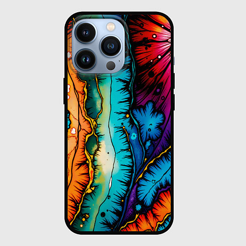 Чехол iPhone 13 Pro Разноцветный узор / 3D-Черный – фото 1