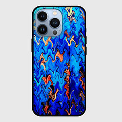 Чехол для iPhone 13 Pro Сине-голубой стекающая абстракция, цвет: 3D-черный