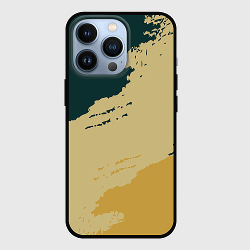 Чехол iPhone 13 Pro Желто-зеленые абстрактные полосы / 3D-Черный – фото 1