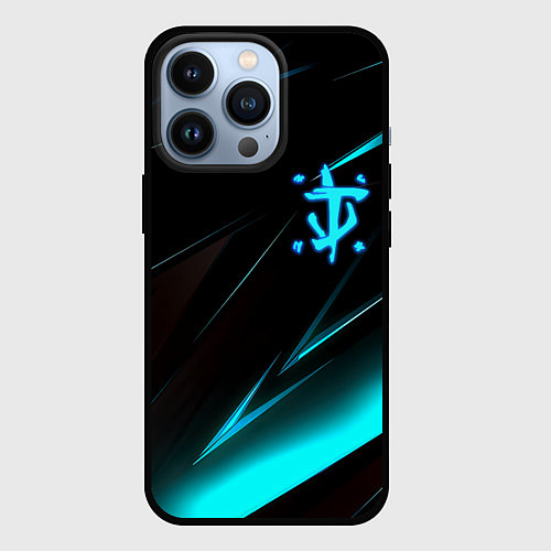 Чехол iPhone 13 Pro Doom neon stripes / 3D-Черный – фото 1