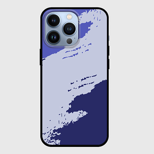 Чехол iPhone 13 Pro Сине-голубые неравномерные полосы / 3D-Черный – фото 1