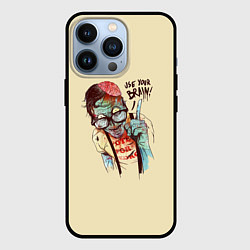 Чехол для iPhone 13 Pro Включи мозги, цвет: 3D-черный