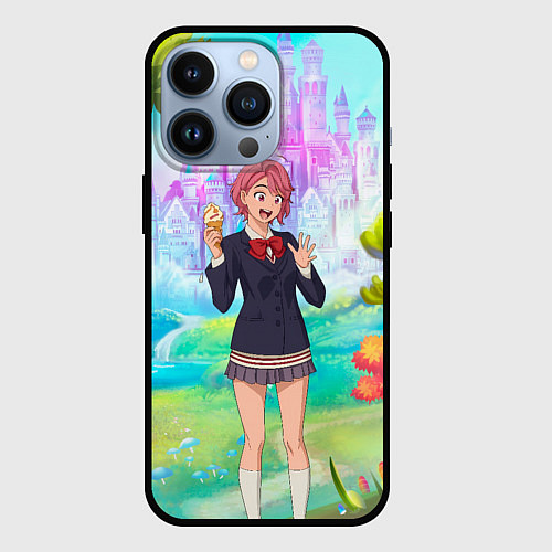 Чехол iPhone 13 Pro Дандадан Сиратори Айра держит мороженое / 3D-Черный – фото 1