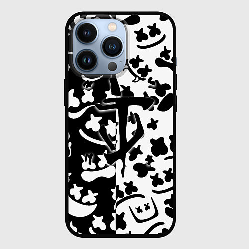 Чехол iPhone 13 Pro Doom x Marshmello pattern / 3D-Черный – фото 1
