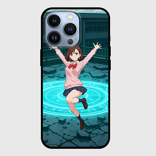 Чехол iPhone 13 Pro Радостная Сиратори Айра в прыжке / 3D-Черный – фото 1