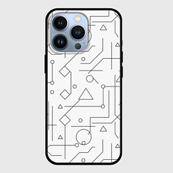 Чехол для iPhone 13 Pro Техно-Геометрия на белое, цвет: 3D-черный