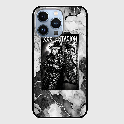Чехол iPhone 13 Pro XXXTentacion облокотился об зеркало / 3D-Черный – фото 1