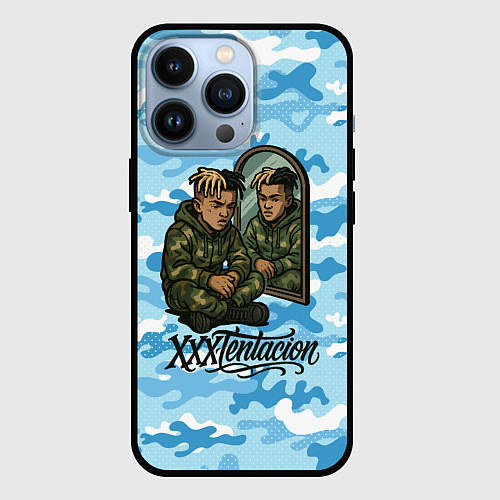 Чехол iPhone 13 Pro XXXTentacion сидит рядом с зеркалом / 3D-Черный – фото 1