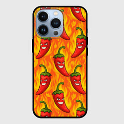 Чехол для iPhone 13 Pro Огненный перец паттерн, цвет: 3D-черный