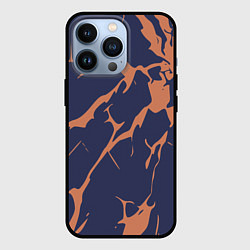 Чехол для iPhone 13 Pro Разломы на синем, цвет: 3D-черный