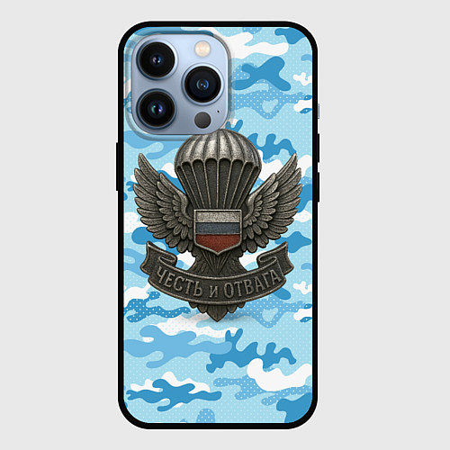 Чехол iPhone 13 Pro Часть и отвага ВДВ / 3D-Черный – фото 1