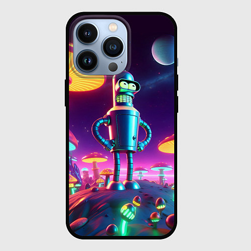 Чехол iPhone 13 Pro Ночёвка Бендера на планете светящихся гигантских г / 3D-Черный – фото 1