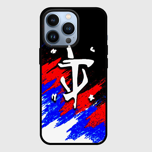 Чехол iPhone 13 Pro Doom триколор краски / 3D-Черный – фото 1