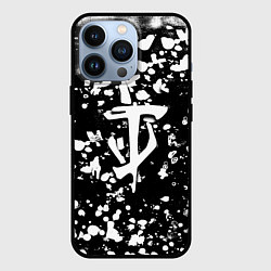 Чехол для iPhone 13 Pro Дум белые брызги красок, цвет: 3D-черный