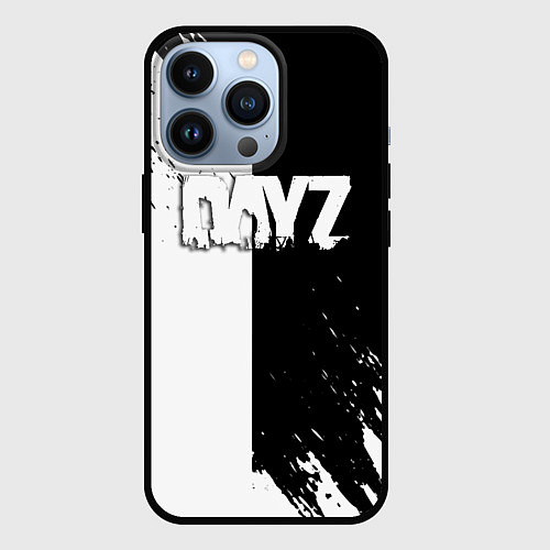Чехол iPhone 13 Pro Dayz текстура черно белые краски / 3D-Черный – фото 1