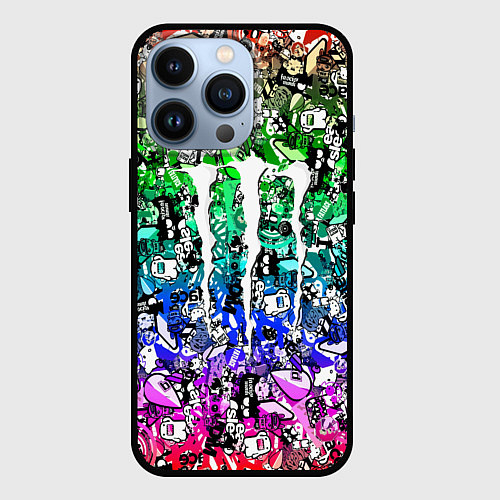 Чехол iPhone 13 Pro Monster energy стикеры / 3D-Черный – фото 1