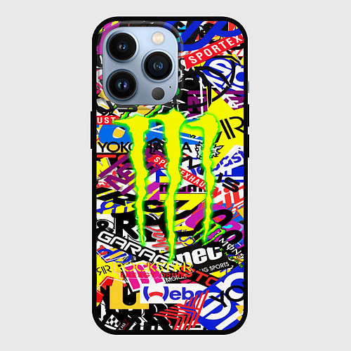 Чехол iPhone 13 Pro Monster energy бренды стикеры / 3D-Черный – фото 1